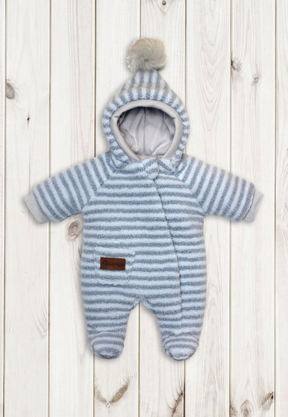 Комбинезон на синтепоне Балуша Полосатик (Рост 62: Серо-голубой)