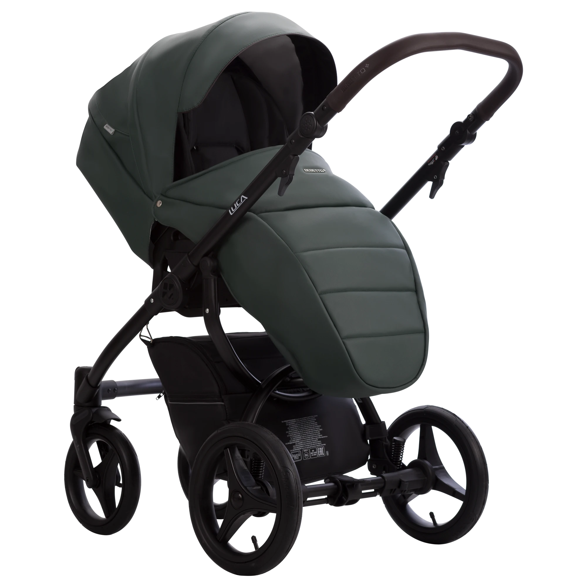 Коляска Bebetto Luca PRO  2в1 (Pro 35 зеленая кожа) Коляска Bebetto Luca PRO  2в1 (Pro 35 зеленая кожа)
