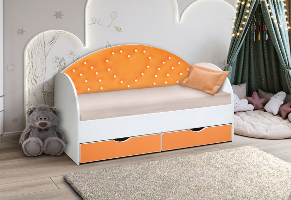 Кровать Сердце с мягким элементом без бортика 190х80см ЛДСП (№3 оранжевый)