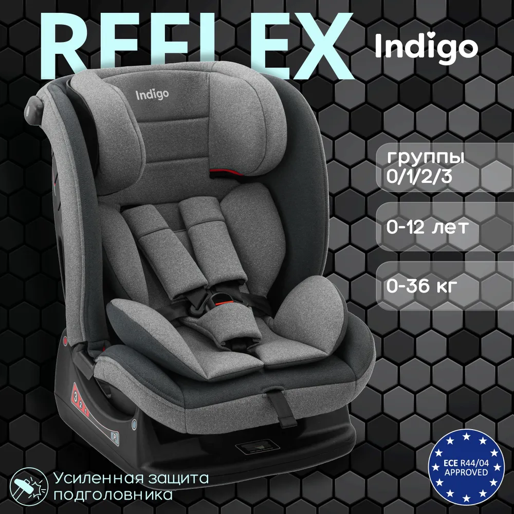 Автокресло Indigo Reflex 0-36 кг (Светло серый - серый ) купить в Тольятти  в Балуше