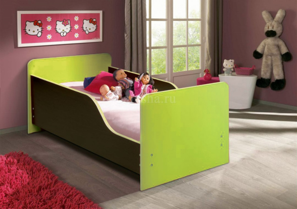 Кровать подростковая Малышка-2 140х60см ЛДСП (Венге/лайм)