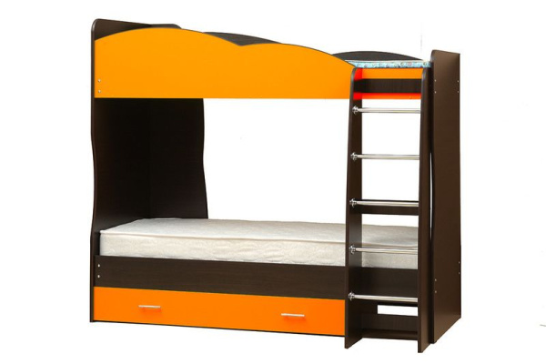 Кровать подростковая двухъярусная Юниор-2.1 (Венге/оранжевый)