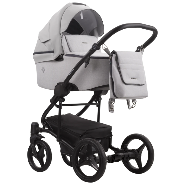 Коляска Bebetto Torino  2в1 (05 св.серый+св.серая кожа черная рама)