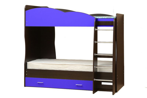 Кровать подростковая двухъярусная Юниор-2.1 (Венге/синий)