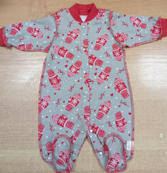 Комбинезон без подклада Звездопад интерлок (Рост 74 Варежки)