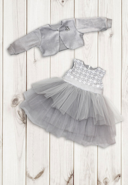 Платье детское "Надин", ш111/107 (рост80-86серый)