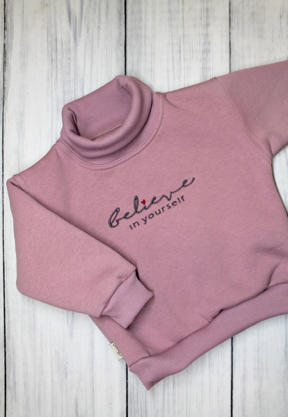Кофточка-водолазка Believe футер (рост74-80 Розовая пудра)