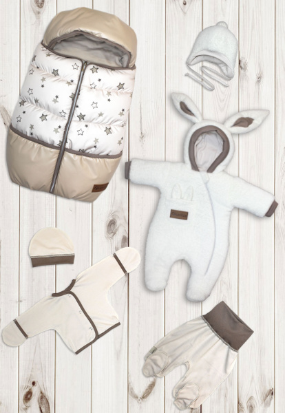 Комплект на выписку Балуша Зайчиш (Капучино)