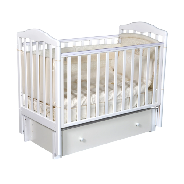 Кроватка Алита 4/6 универсальный маятник, ящик (Витринный образец Белый)