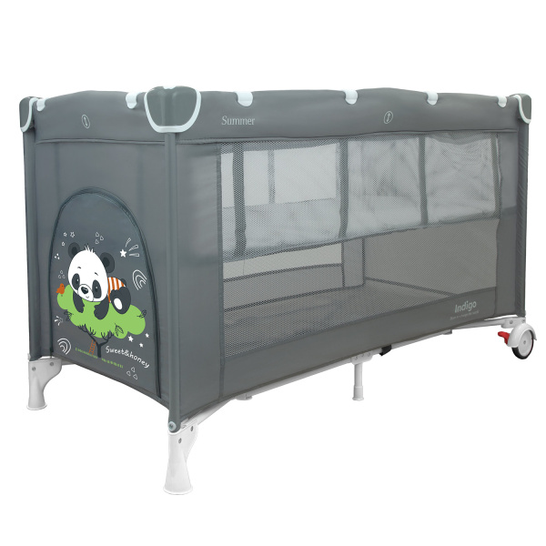 Манеж-кровать Indigo Summer 2 уровня (Серый)