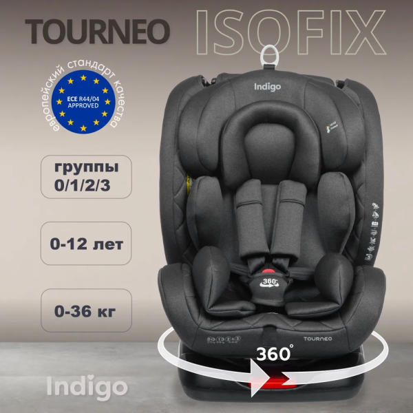 Автокресло Indigo Tourneo Isofix 0-36кг (Черный)