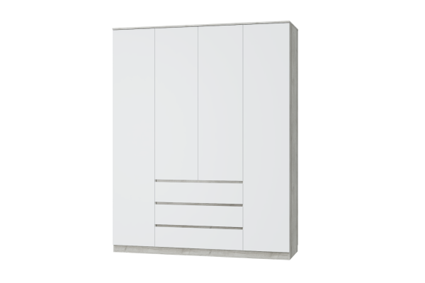 Шкаф для одежды 4-х дверный Лори (639-0759/0760/0759-72 Дуб серый/белый)