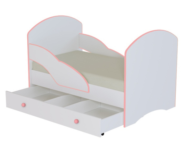 Кровать подростковая Малыш-3 160х80см (Белый (кант розовый))