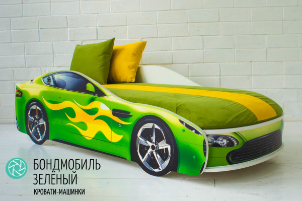 Цветной чехол для матраса кровати-машины Бондмобиль (Зеленый)