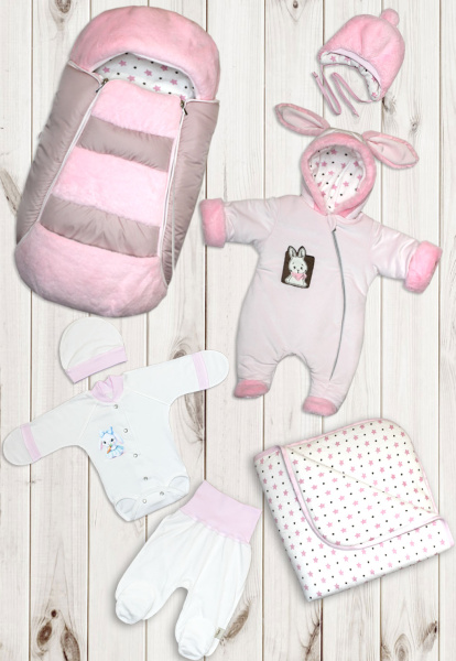 Комплект на выписку Балуша Зайка (Розовый)