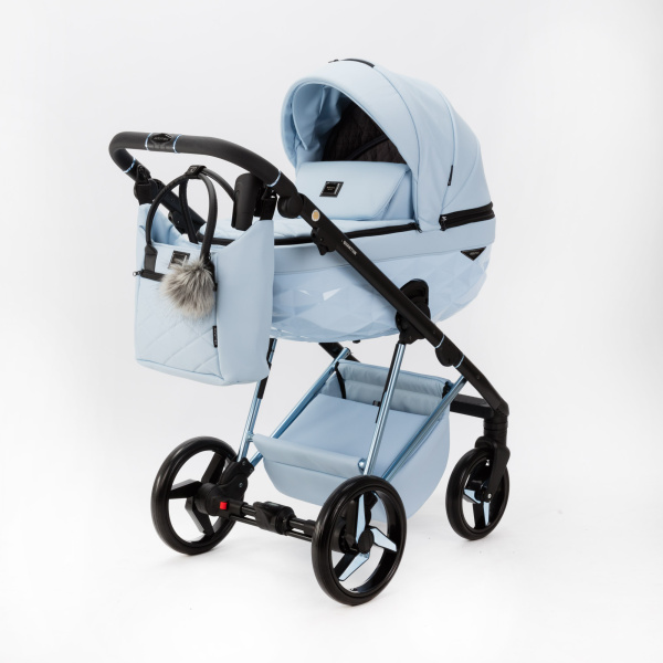 Коляска детская Adamex Quantum Superstar Deluxe 3в1 (Q-STAR135-K ГОЛУБ.КОЖА+ГОЛУБ.ДНО+ГОЛУБ.РАМА)