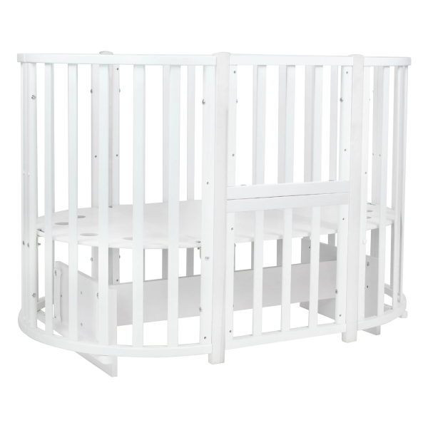 Кроватка детская Indigo Born 7в1 с поперечным маятником  (белый-белый NEW)