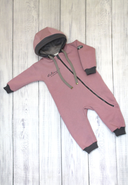 Комбинезон детский Believe 86-92см, 98-104см  теплый футер (рост86-92 Розовая пудра(Пыльная роза))