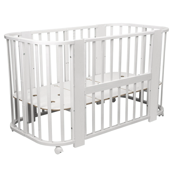 Кроватка детская Indigo Baby Line 5 в 1 с поперечным маятником (Белый)