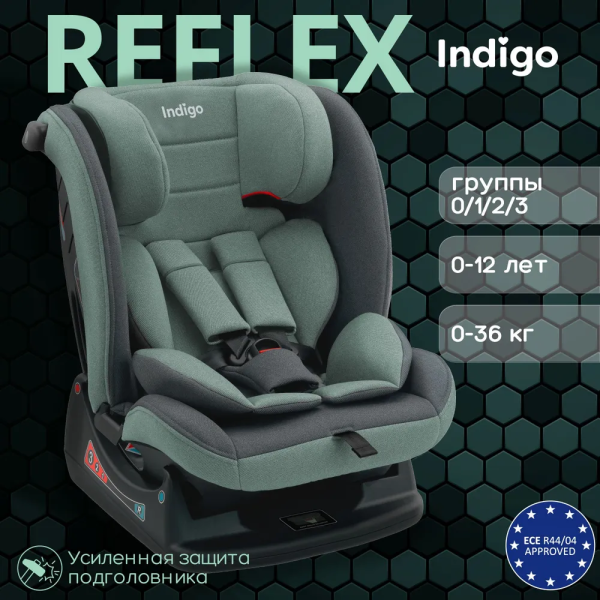 Автокресло Indigo Reflex 0-36 кг (Зеленый-серый)