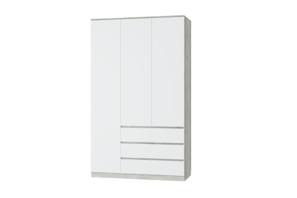 Шкаф для одежды 3-х дверный Лори (639-0759/0760-72 Дуб серый/белый)