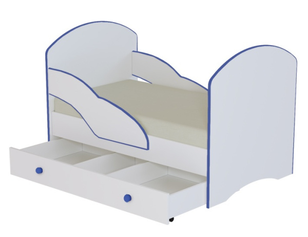 Кровать подростковая Малыш-3 160х80см (Белый (кант синий))