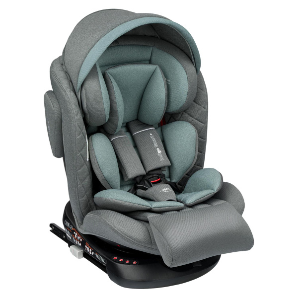 Автокресло Indigo SMART+ ISOFIX, капюшон, подножка 0-36кг (Серый-зеленый)
