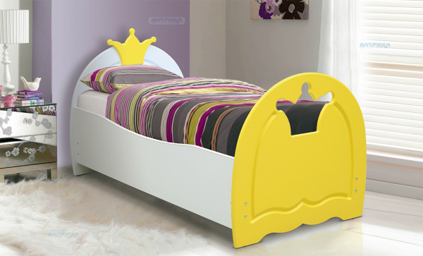 Кровать подростковая Корона 160х80см МДФ матовый (Желтый)