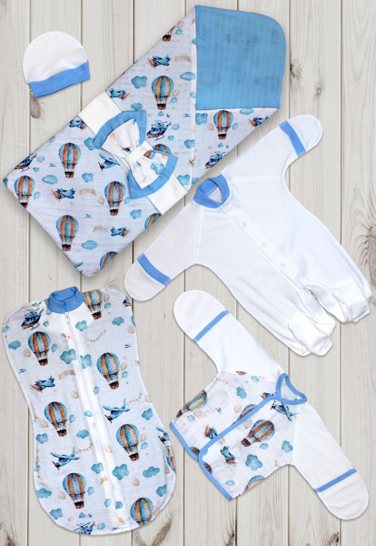 Комплект на выписку Муслинка (Голубой)