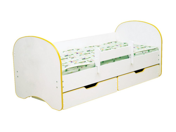 Кровать подростковая Радуга 160х80см без ящика (Белый (кант желтый))