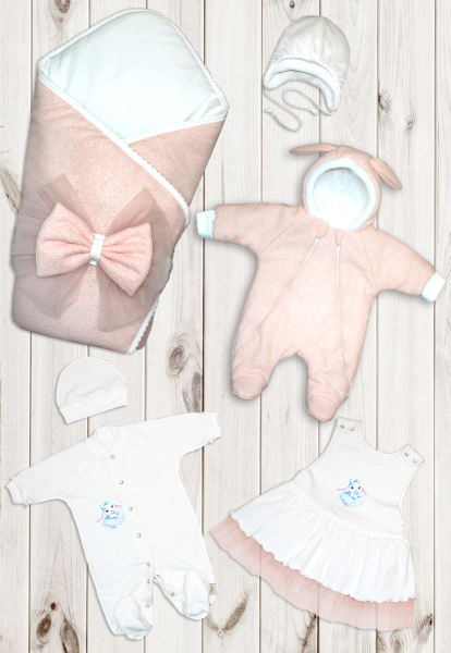 Комплект на выписку Балуша Зайка (Розовый)