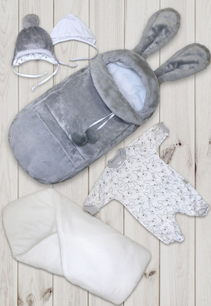 Комплект на выписку Золотинка 6 предметов зима (Серый)