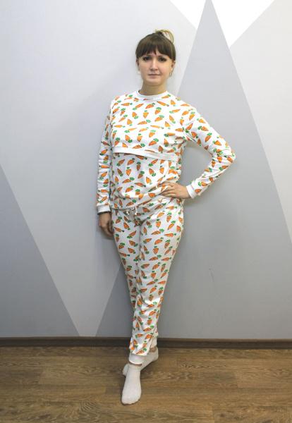 Пижама для кормящих мам Мапуся 2в1 (Морковка)