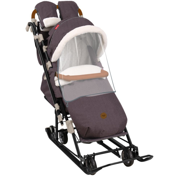 Санки-коляска Ника Детям НД7-8К (НД7-8К/2 В ёлочку коричневый)