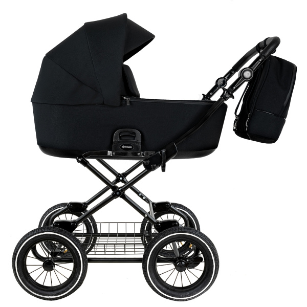 Коляска 2в1 Roan Bass Next Classic 2.0 (d12) (BNC/85/2 Caviar/Black/руч.Cappuccino)