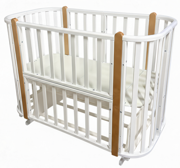 Кровать Антел Белоснежка с поперечным маятником (Белый/Бук)