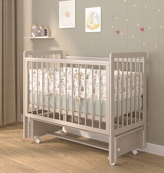 Кровать детская Pituso Tiny Optima  продольный маятник/колесо (Кашемир)