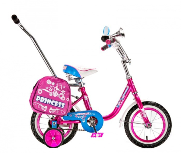 Велосипед 2-х колесный Black Aqua Princess 12" 1s, с ручкой (Розово-сиреневый)