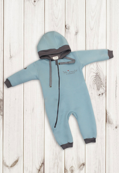 Комбинезон детский Believe 86-92см, 98-104см  теплый футер (рост86-92 Голубой)