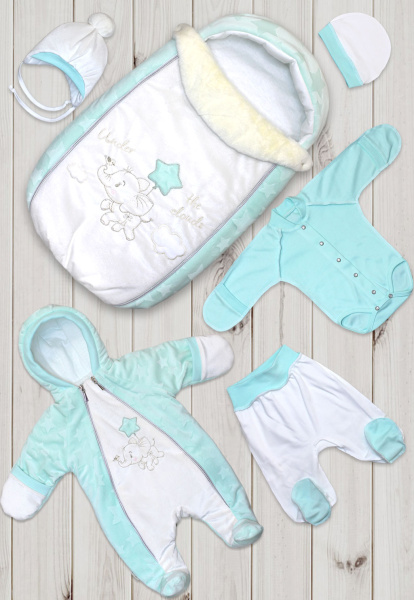 Комплект на выписку Слоняш-2 без одеяла (Ментол)