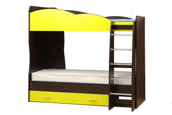 Кровать подростковая двухъярусная Юниор-2.1 (Венге/желтый)