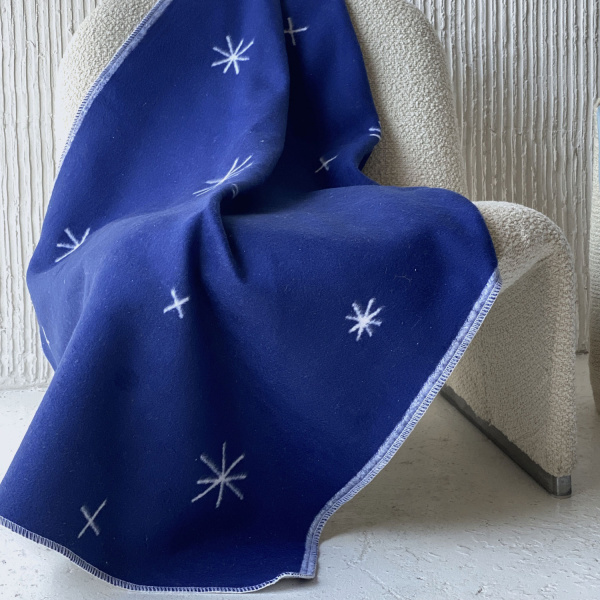 Одеяло детское байковое Премиум 140*100см (Сумеречный синий снежинки)