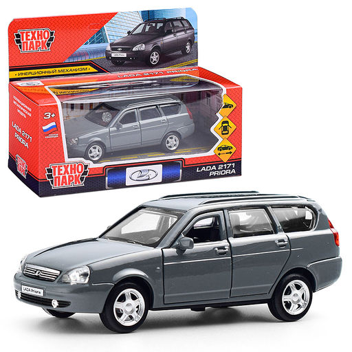 Машина металл LADA PRIORA длина 12 см, двери,багаж,инерц,темно-серый, в кор.PRIORAWAG-12-DGR