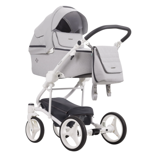 Коляска Bebetto Torino  2в1 (05 св.серый+св.серая кожа белая рама)