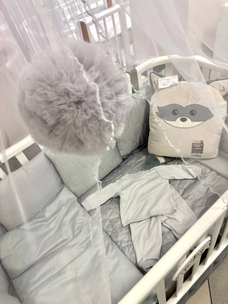 Комплект в кроватку Балуша Енот Сеня-Гоша (Серый)