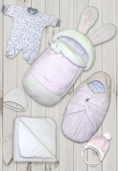 Комплект на выписку Золотинка 6 предметов зима (Розовый)