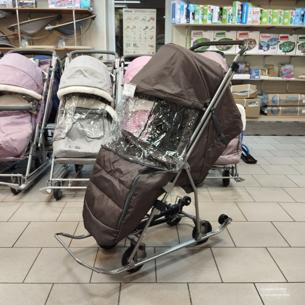 Санки-коляска Снежинка (Серебро)