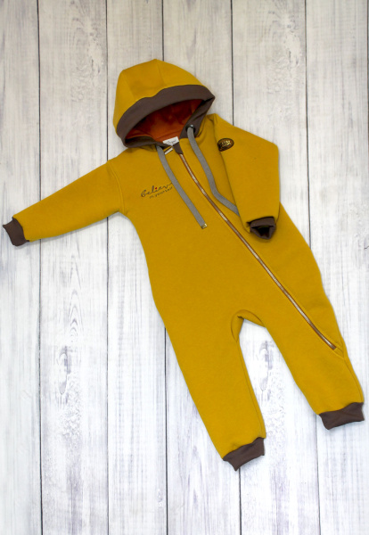 Комбинезон детский Believe 86-92см, 98-104см  теплый футер (рост86-92 Охра)