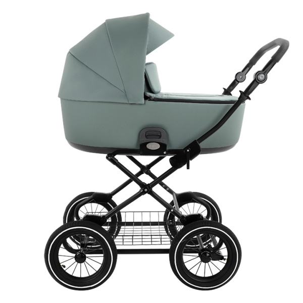 Коляска 2 в1 Roan Bass Next Classic Кожа колеса d12 УТ0000838 (RCL303/1 Misti Mint/Grey/d12/руч. Серый)