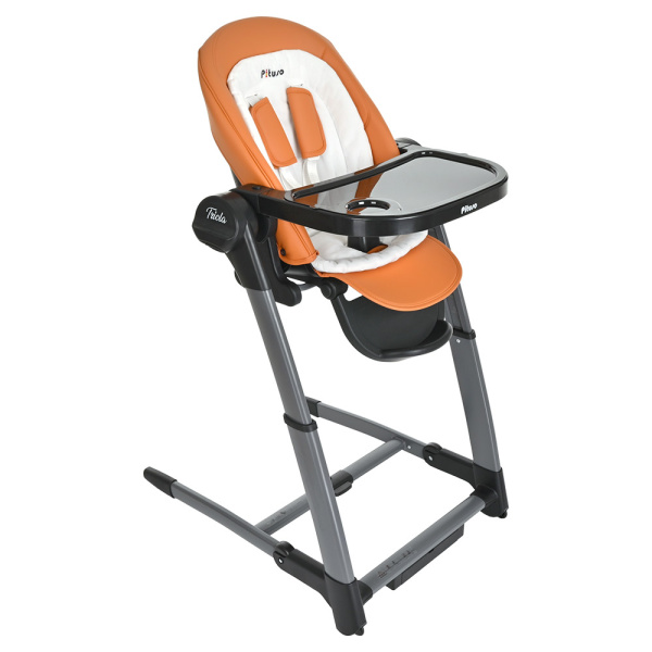 Стульчик для кормления Pituso Triola 3в1 электрокачели/стул/бустер (Ocher/Охра(Оранж)-рама черн.)